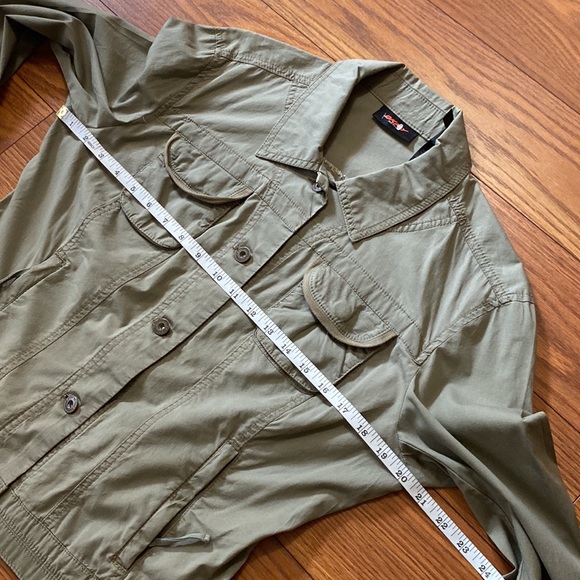 DKNY active women’s chest pocket khaki military jacket cotton button closure S - Picture 8 of 14